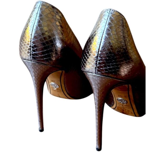 Vintage Dolce & Gabbana Metallic Python Stiletto Pumps 5” Heel | Sz 38 Y2K Glam - Picture 5 of 10